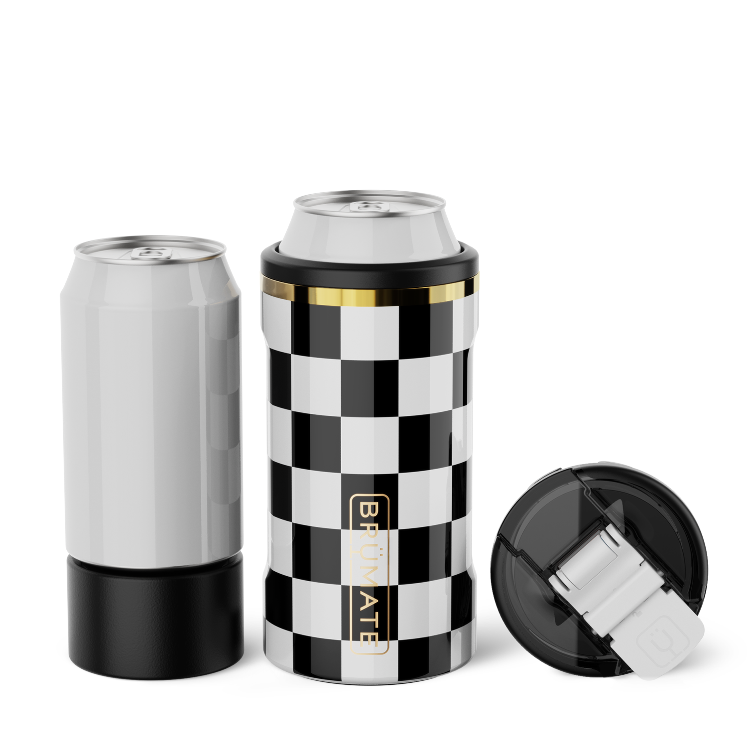 Hopsulator Trio V2 | Black & White Checker | 12/16oz Standard Cans - Care Essentials