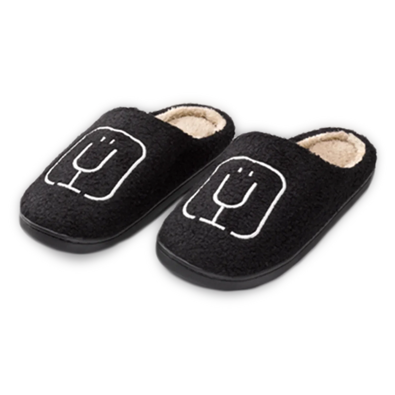 BruMate Fuzzy Slippers | Black - Easy Fit